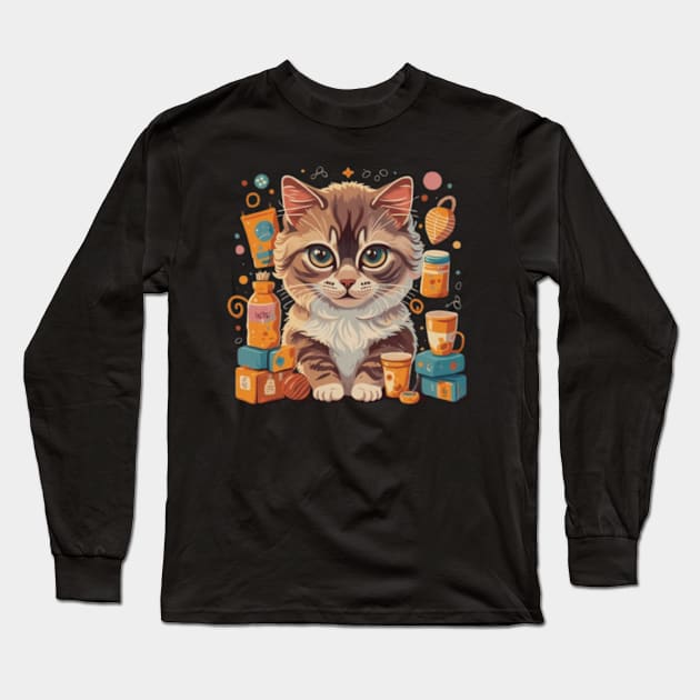 cat Long Sleeve T-Shirt by Biboucreative